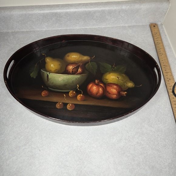 Other - Vintage Hand Painted Wood Tray Toleware Still‎ Life Rose Hill Mansion Geneva NY